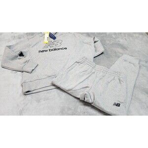 New Balance Kids Size 8 Grey Logo Fleece Hoodie & Jogger‎ Set NWT